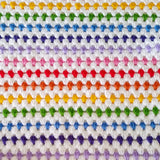 Close up of pattern colourway of the rainbow crochet blanket