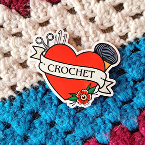 Crochet Love Tattoo Style Sticker