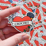 Crochet Love Tattoo Style Sticker