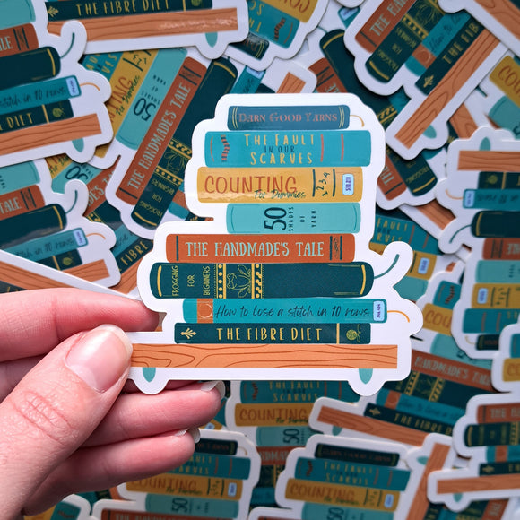 Crochet Bookstack Sticker
