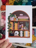 Spooky Craft Bookcase A5 print