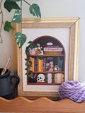 Spooky Craft Bookcase A5 print