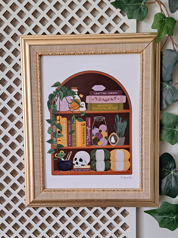 Spooky Craft Bookcase A5 print