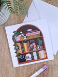 Spooky Crafter Bookcase Greetings Card