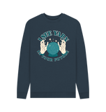 Navy Blue Printed Sweater Front