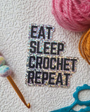 Eat Sleep Crochet Repeat Holographic Sticker