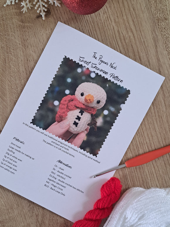 Sweet Snowman Printed Crochet Pattern