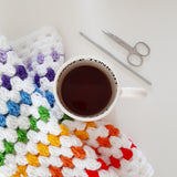 Rainbow White Crochet Cowl Scarf - The Pigeon's Nest