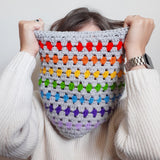 Rainbow Grey Stripe Crochet Cowl - The Pigeon's Nest