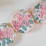 Pink floral 'Hell Yeah' sassy Wall Art Hoop - The Pigeon's Nest